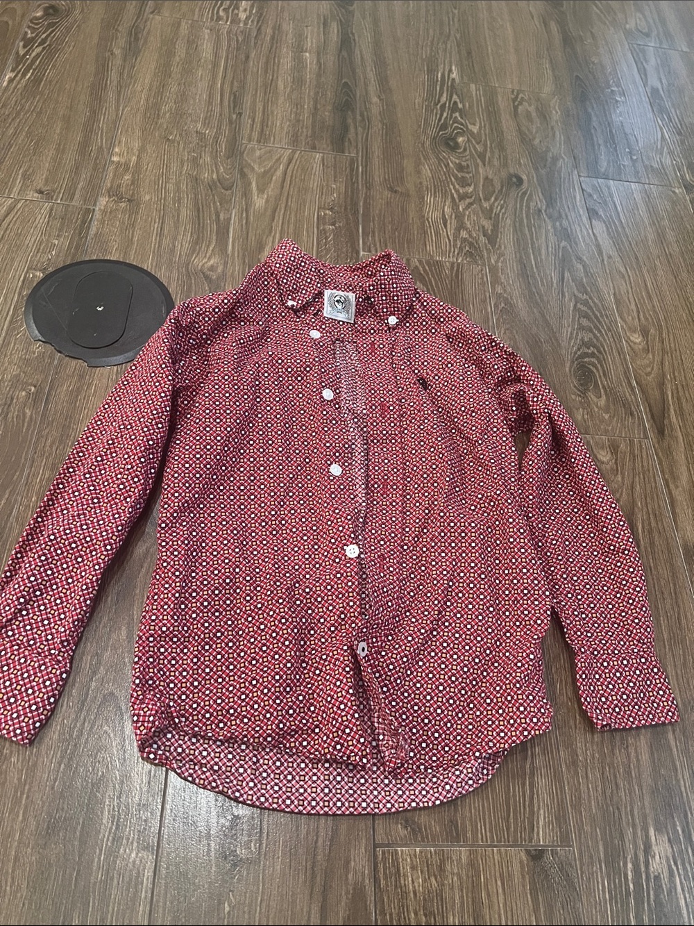 Cinch Red & Black Geometric Button-Down Shirt
